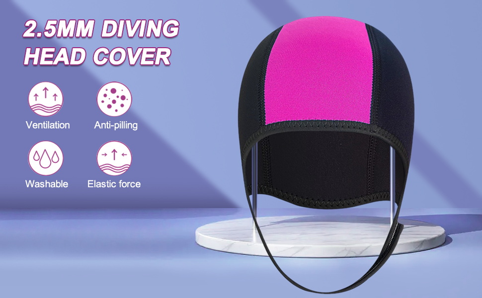 Hrsptudorc Neoprene Diving Hood Thermal Wetsuit Hood Cap Swim with Chin Straps