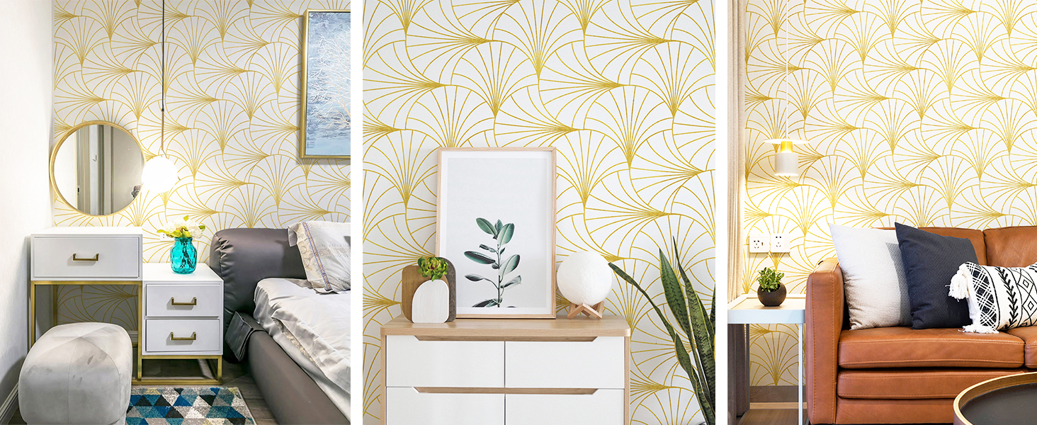 Peel and Stick Wallpaper Gold and White Peel and Stick