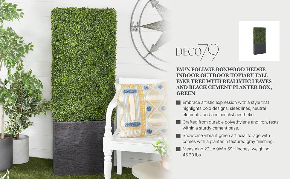 Deco 79 Faux Foliage Artificial Boxwood Hedge Tall Topiary
