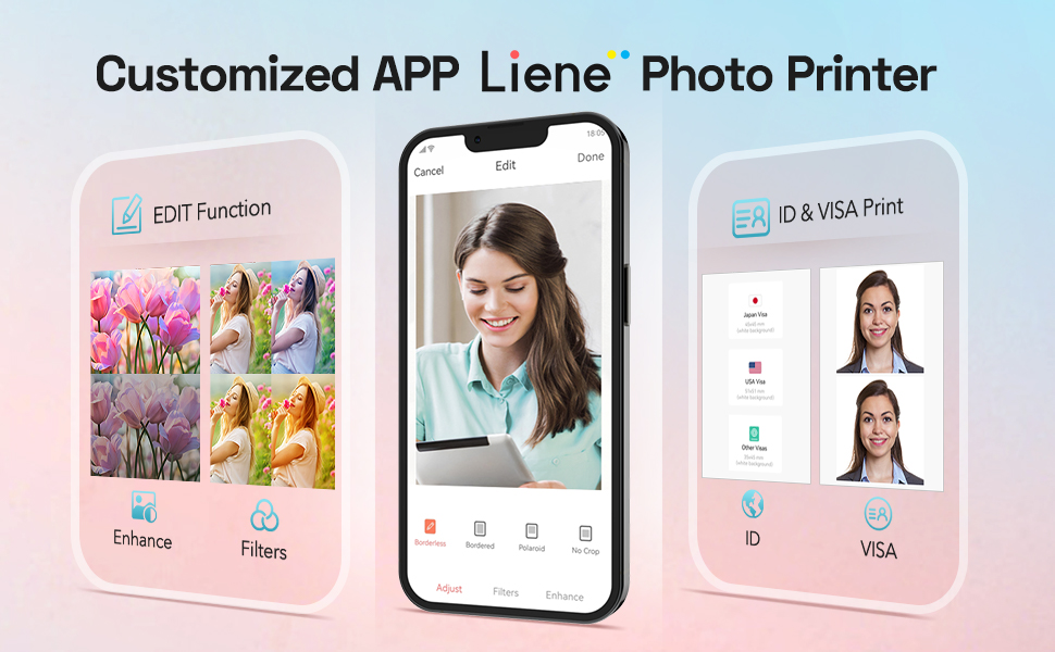 Liene 4x6'' Photo Printer Bundle (60 Sheets + 2 Ink