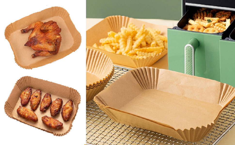 Air Fryer Liners Disposable, 100 PCS Square Parchment Paper For 5 6 7 8QT Air Fryer