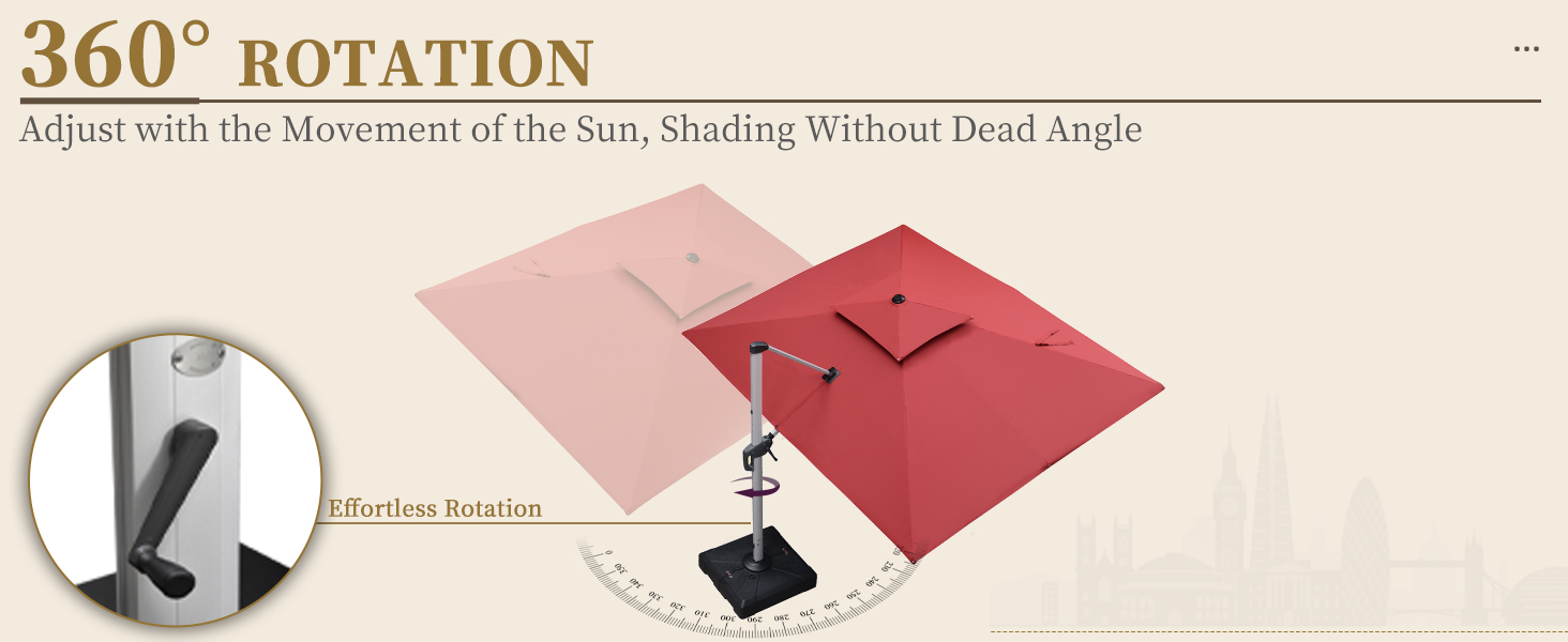 PURPLE LEAF 3 X 3.65 M Garden Cantilever Parasol, Large Rectangular Patio Umbrella With Crank Handle And Tilt For Balcony And Outdoor,Red,3 X 3.65 M 15 parasol waterproof parasol wall mounted parasol with led lights parasol led parasol large