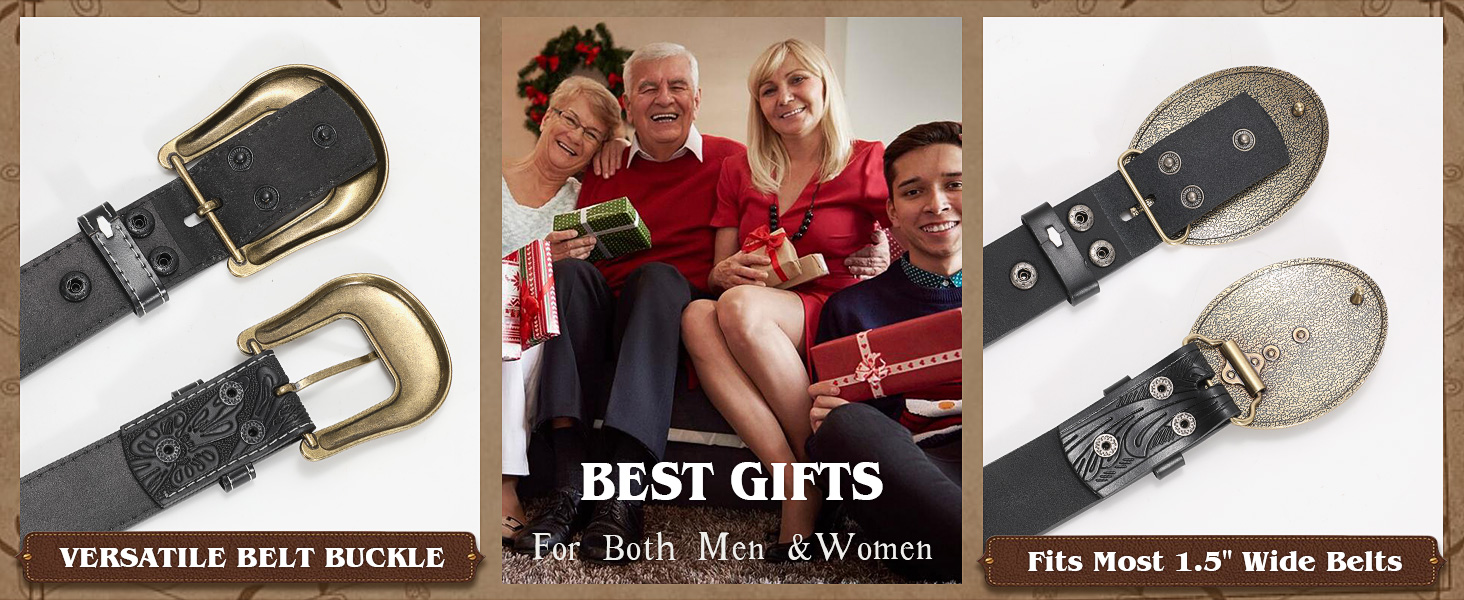 Western Belt Buckles for Men Women Cowboy Rodeo Cowgirl Western Party Mens Novelty Belt Buckle Gifts