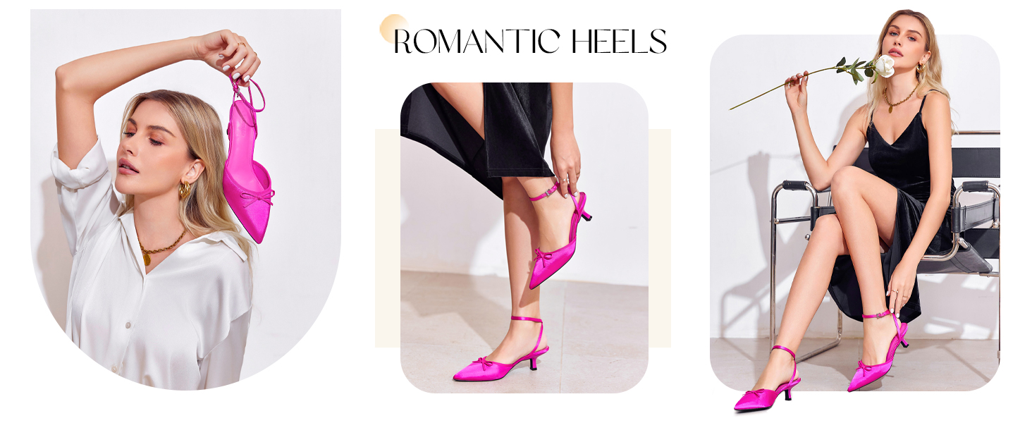 Womens Kitten Low Heels Bow Tie Closed Pointed Toe Ankle Strap Pumps Party Wedding Dress Shoes