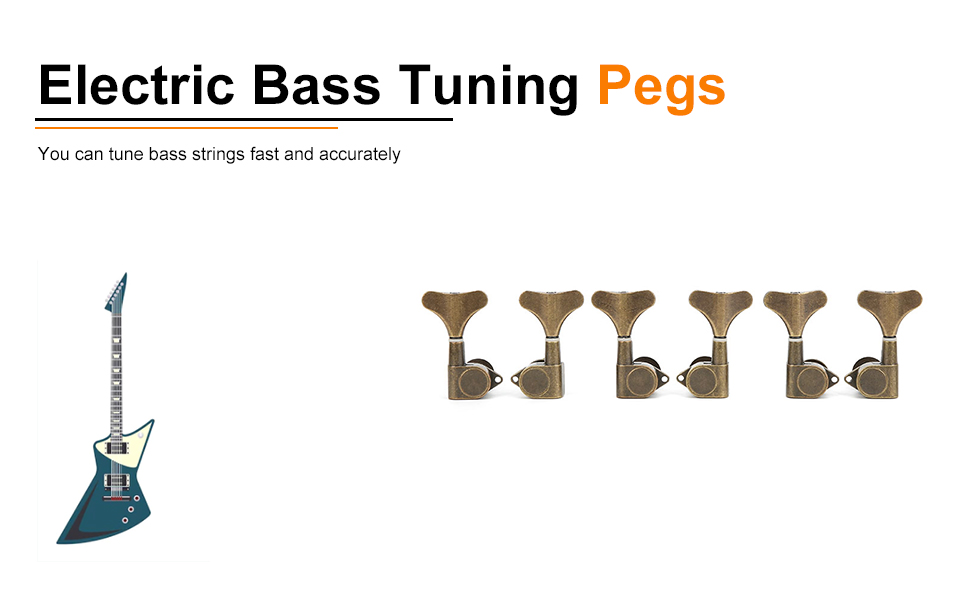 6 Pcs Electric Bass Tuning Pegs Tuning Key Tuning Pegs All