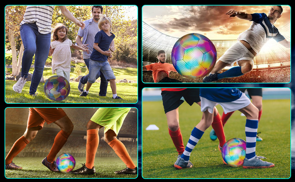 Holographic Reflective Glowing Football soccer ball