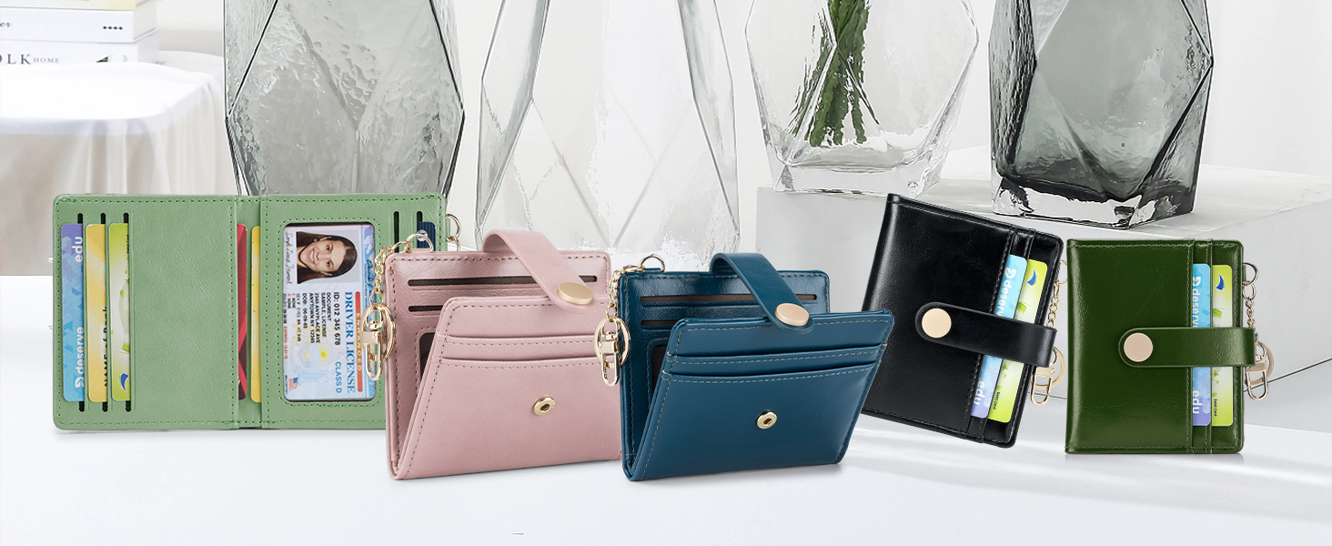 POIUGOYA Slim Wallet for Women, Leather Bifold RFID