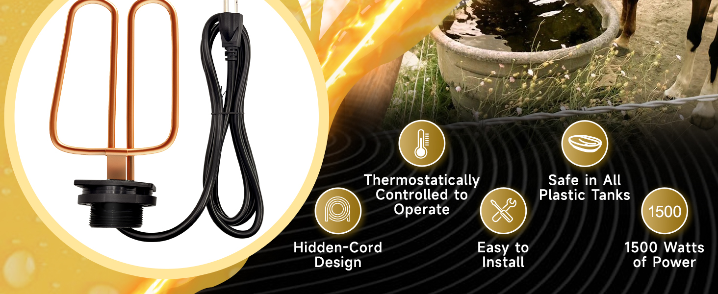 DPH15 Outdoor Water Tank Heaters Fit for Rubbermaid Tanks