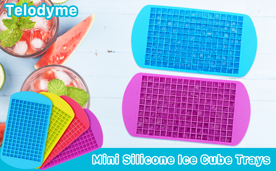 Telodyme 4Pack Mini Ice Cube Trays,640 Silicone Small Ice