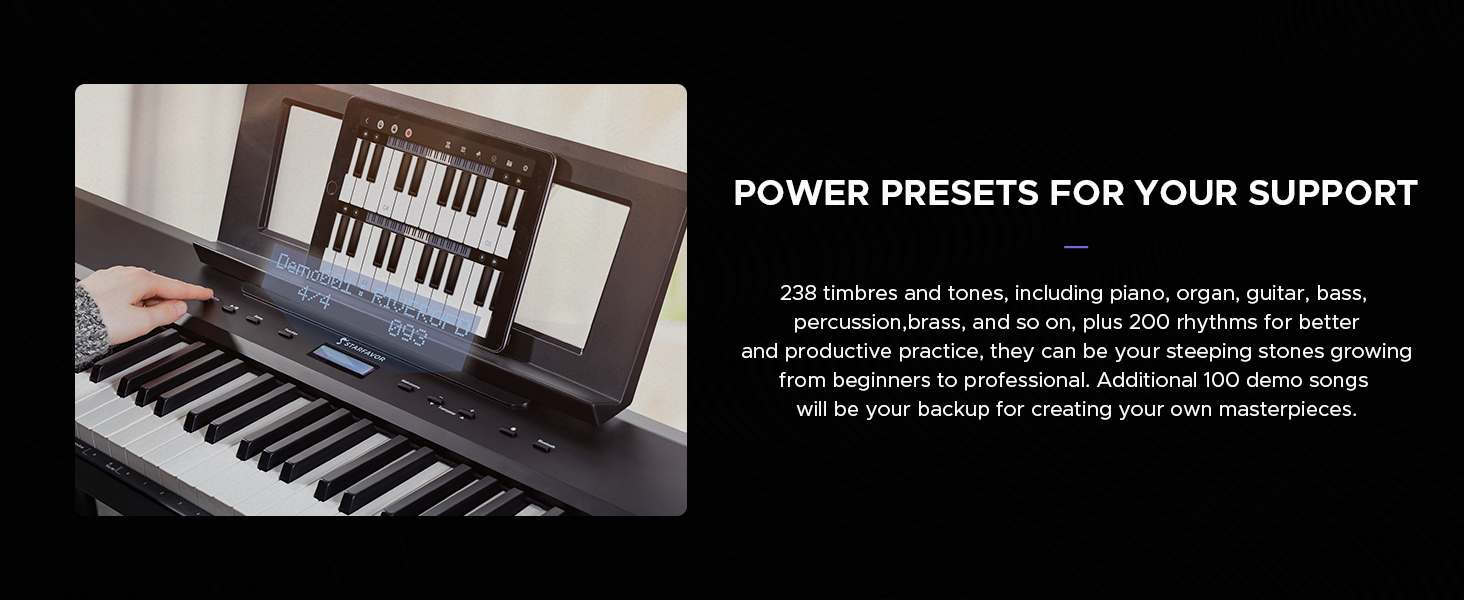 Starfavor Digital Piano 88 Key Keyboard Piano, BLUETOOTH WIRELESS SP20