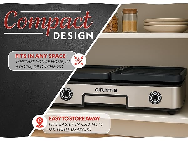compact design gourmia griddle 