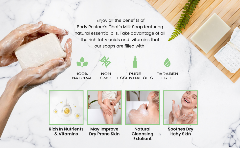 Body Restore Goat Milk Soap with Coconut Oil & Shea Butter, (Bergamot 2