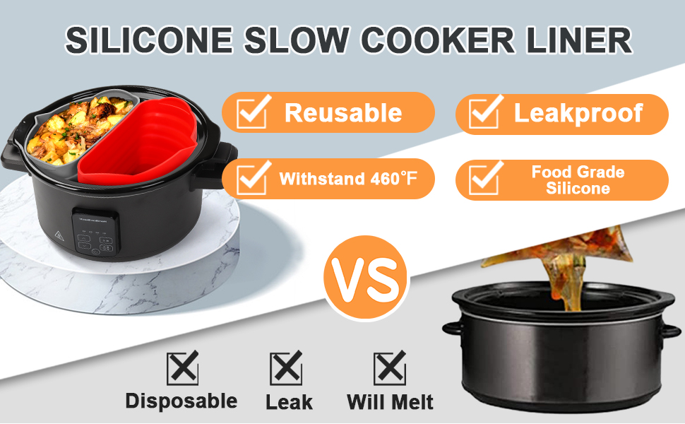 Kitchen Silicone Slow Cooker Liners,Suitable for 68QT