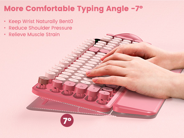 Folding legs at the bottom of the keyboard provide a comfortable typing angle