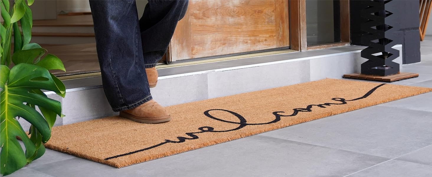 Welcome guests with 100% natural coir doormats that trap dirt and add durable sustainable charm