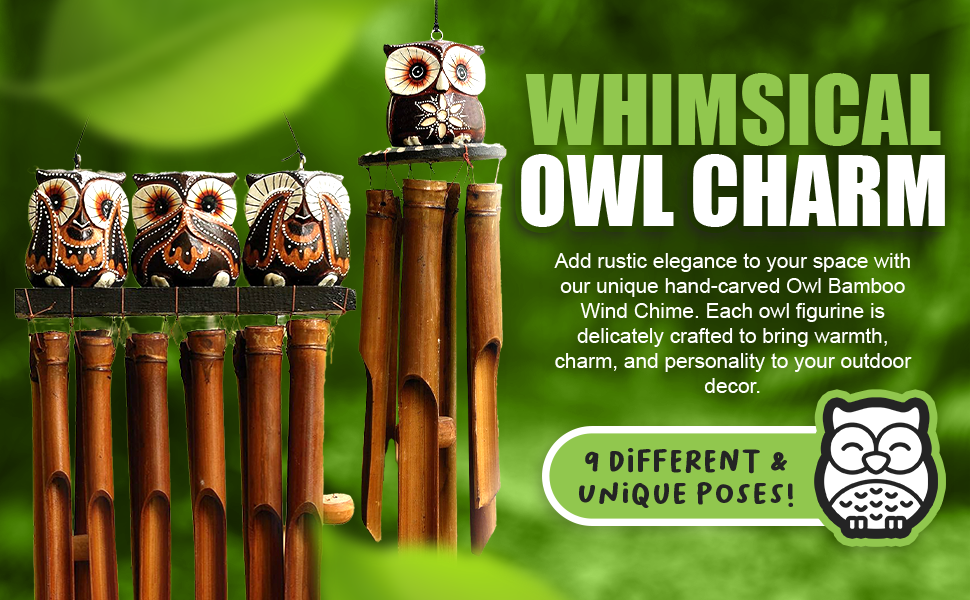 owl様 Amazon.com : G6 COLLECTION Handmade Wooden Owl Bamboo Wind