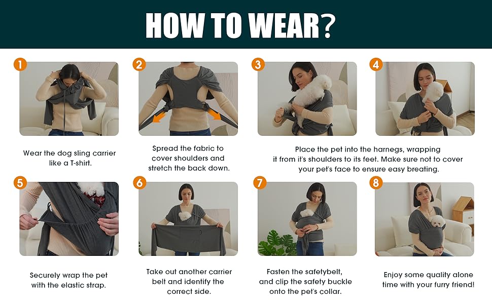 MUTEFLYER Small Dog Front Carrier Easy Wrap Sling Hands Free Size Adjustable