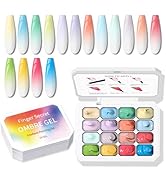 Karroy Sponge Pat Paint Nail Gel, Ombre Nails Gradient Gel Nail Blush Blooming Aura Nails Drawing...