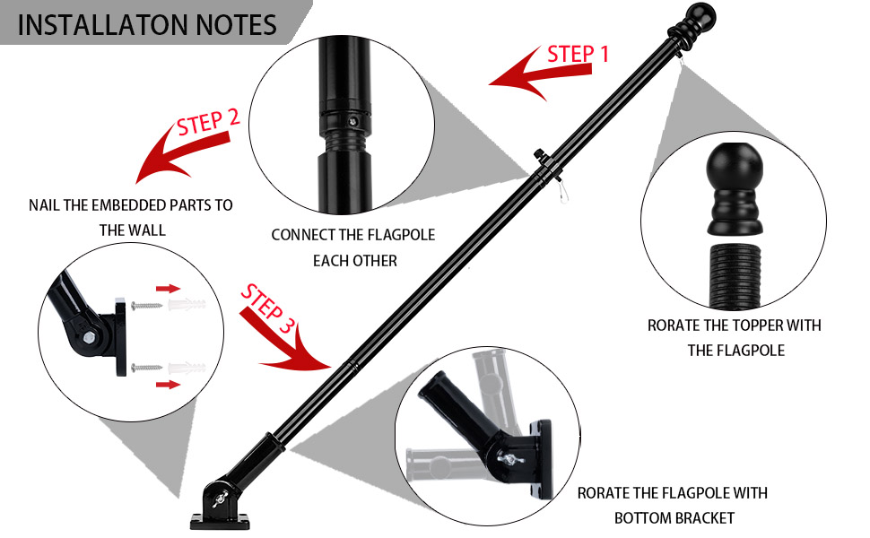 American Flag with Pole 5Ft for House 3x5 ft US Flags Pole