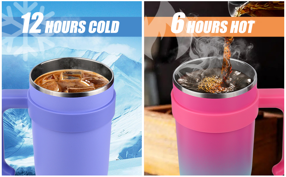 40oz Insulated Tumblers with Handle and Straw Tumbler Reusable Ice Coffee Cup with Lid Travel