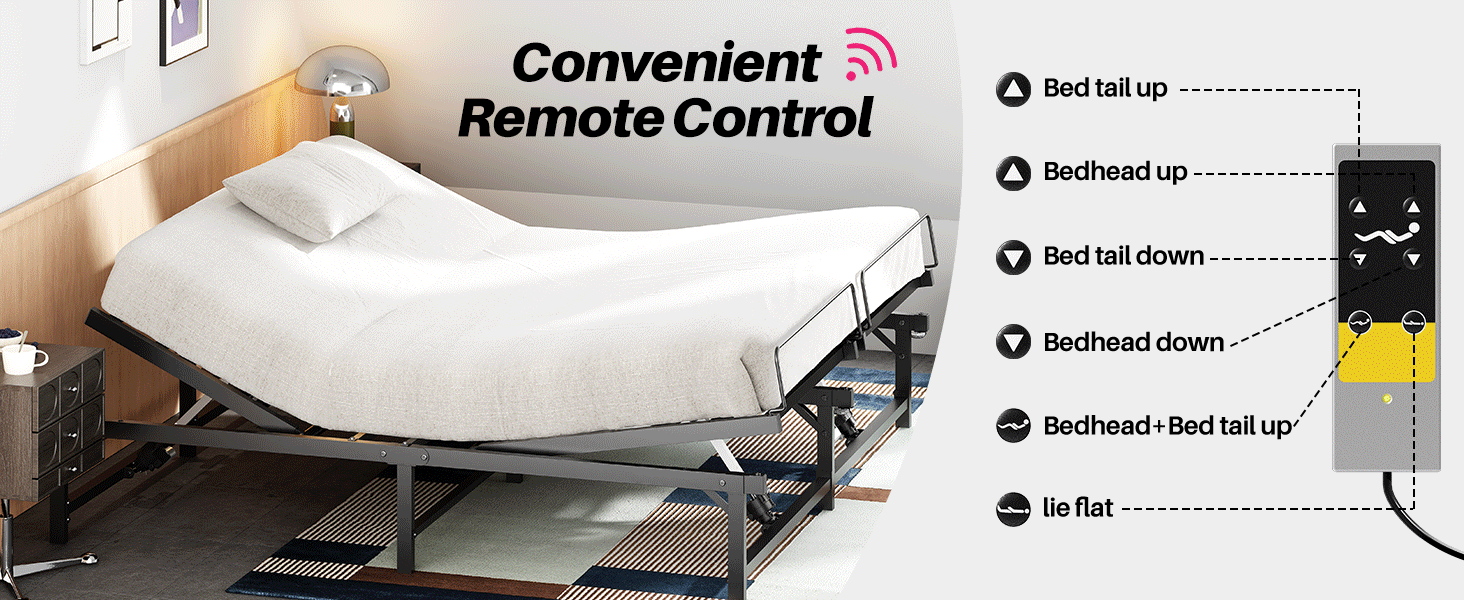 Redlife Adjustable Bed Frame Queen, Electric Bed Frame with