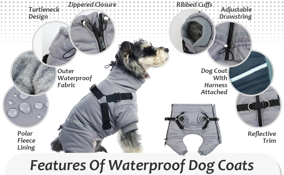 Hjyokuso Dog Coat, Warm Dog Jacket, Dog Coats Waterproof With Harness