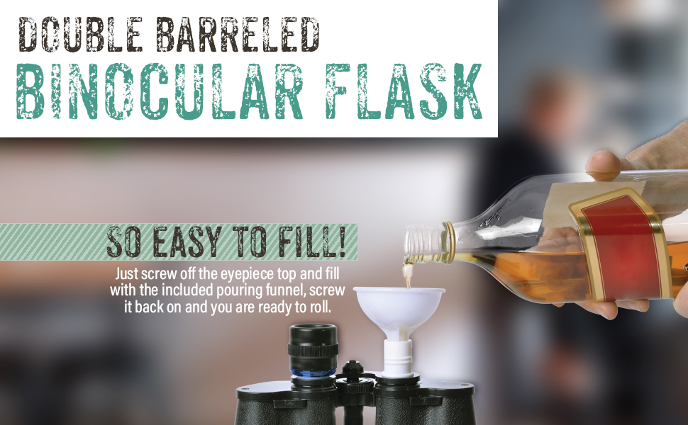 Binocular Flask with Funnel, Nylon Strap 16 oz Secret