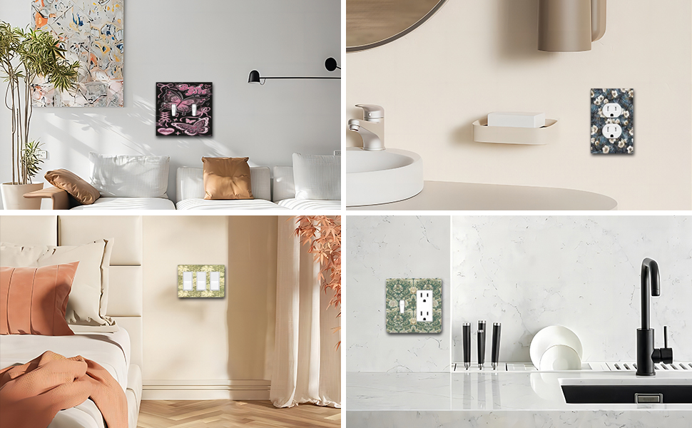 Xuejiaku Decorative Outlet Covers Rustic William Morris Navy Blue