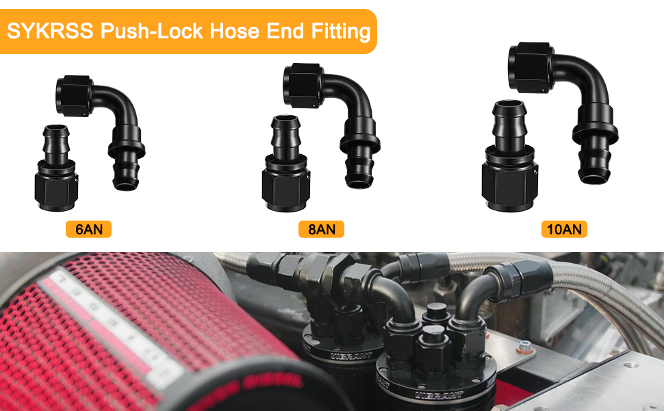 SYKRSS 10AN Straight Push Lock Hose End Fitting Aluminum Female Swivel to Push Lock