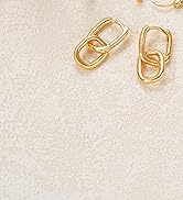 Gold Hoop Earrings for Women, Trendy 14K Gold Plated Hypoallergenic Link Huggie Earrings Stack, D...