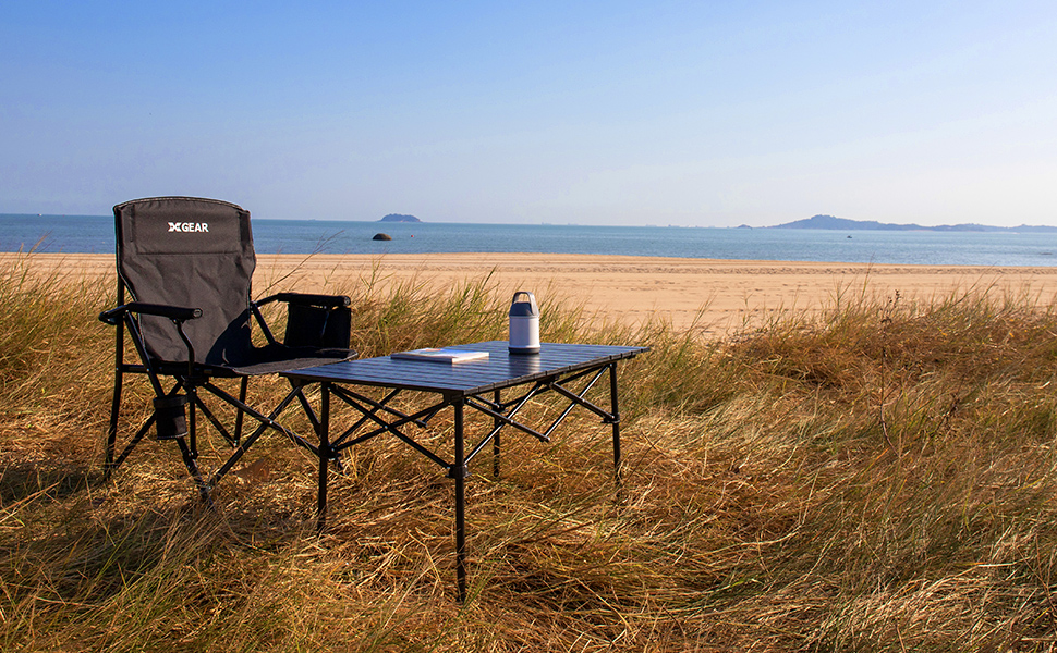 black camping chair