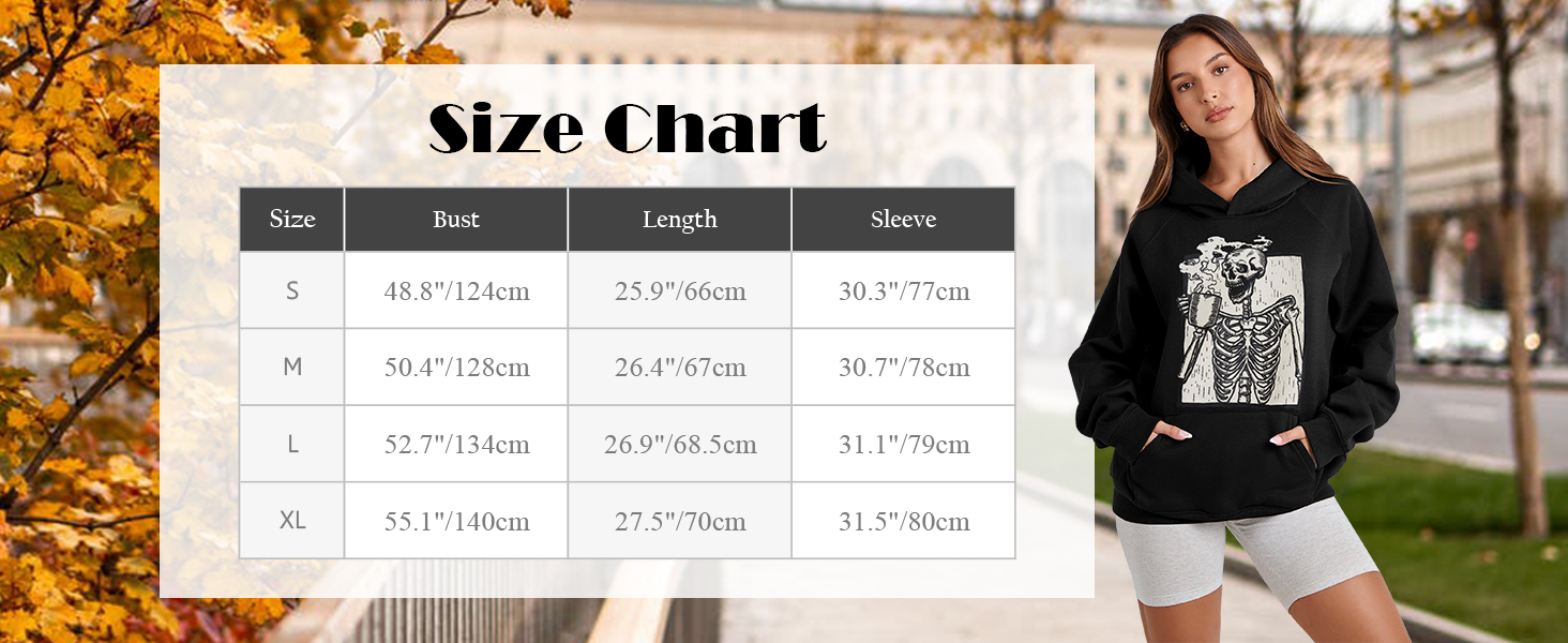 Women Skull Graphic Printed Fleece Oversized Hoodie Sweatshirt Long Sleeve Drop Shoulder Pullovers