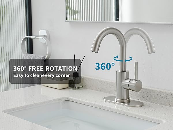sabo- da　221 Brushed Bathroom Faucet 1 Hole,Wet Bar Sink Faucet with Pop