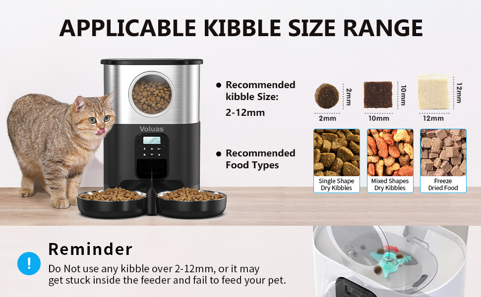 VOLUAS Automatic Cat Feeders for Two Cats, Pet Feeder for