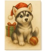 Liferyx Dog Wall Art Christmas Canvas Prints and Xmas Wall Art, Puppy Framed Posters, Ideal for B...