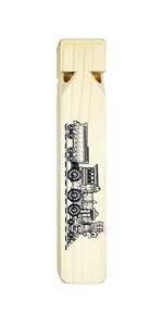 Wooden Train Whistle 4 Tone Toddlers Educational Party Favors Toy Gift with Blast Chart for Kids