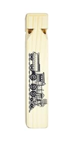 Wooden Train Whistle 4 Tone Toddlers Educational Party Favors Toy Gift with Blast Chart for Kids