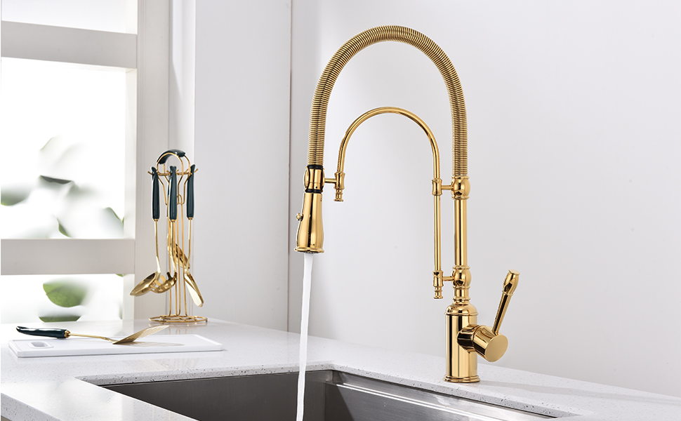 GICASA Copper Kitchen Faucet, Single Handle, 360 Swivel High Arc