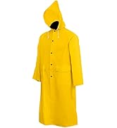 Xpose Safety Heavy Duty Yellow Rain Coat .35mm PVC 48in Raincoat Jacket with Detachable Hood, Wat...