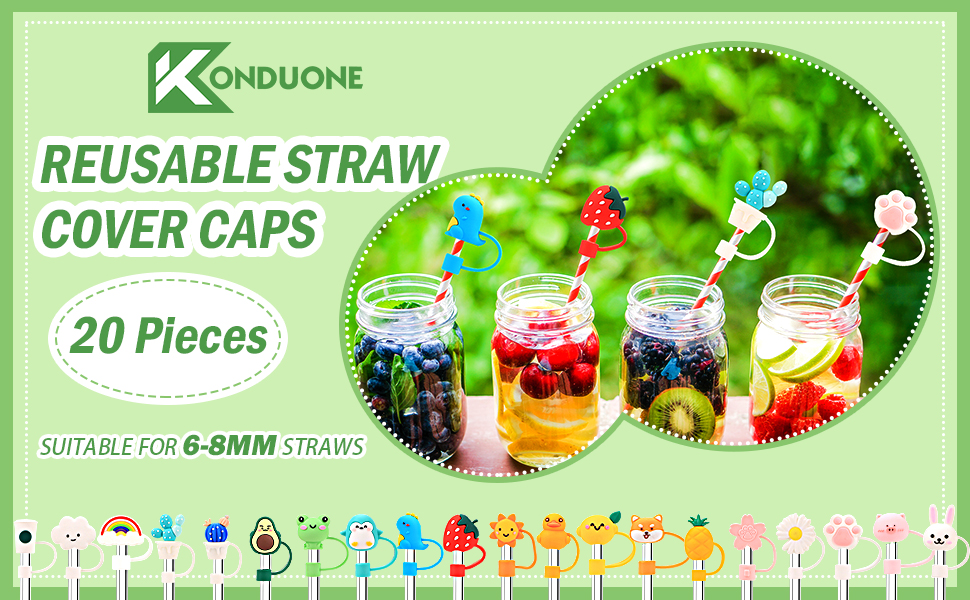 Straw Covers Cap, 20 Pcs Cute Straw Covers Cap for Tumblers
