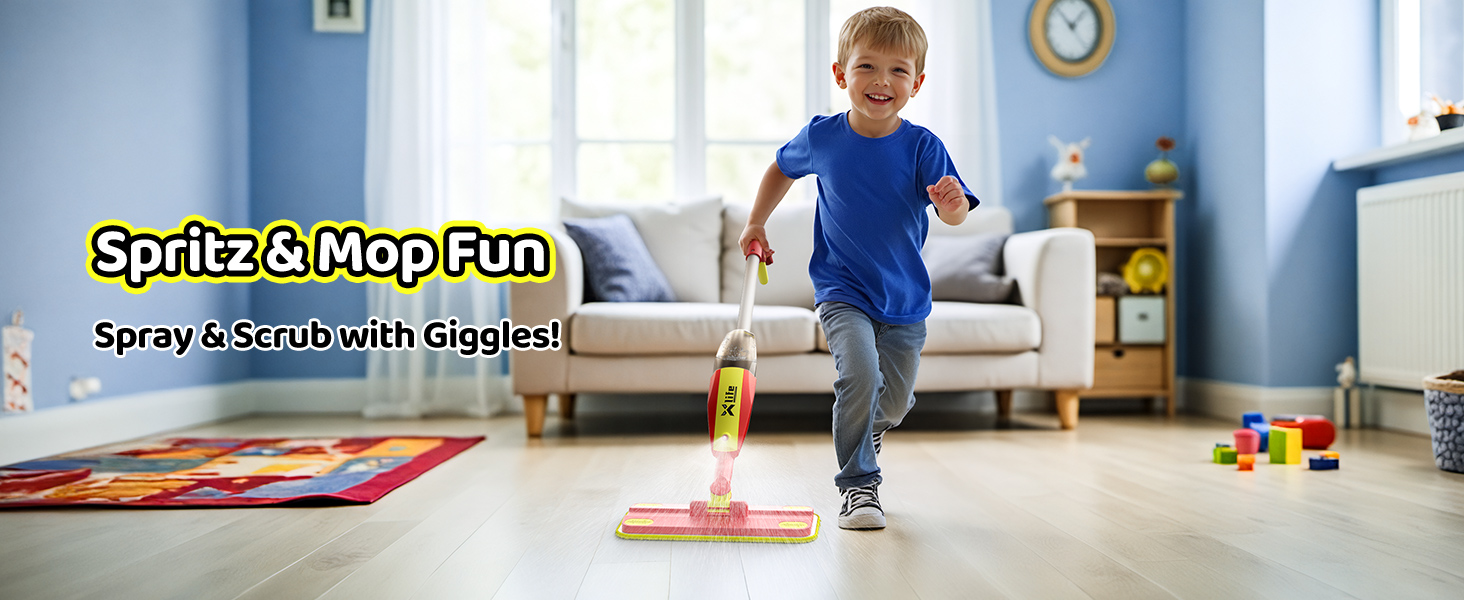 Watch as your child takes charge of their cleaning routine with the Xlife Toy Spray Mop!