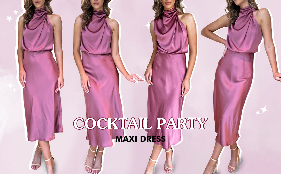 Sleeveless Ruched Long Dress for Ladies Cocktail Party Date Night