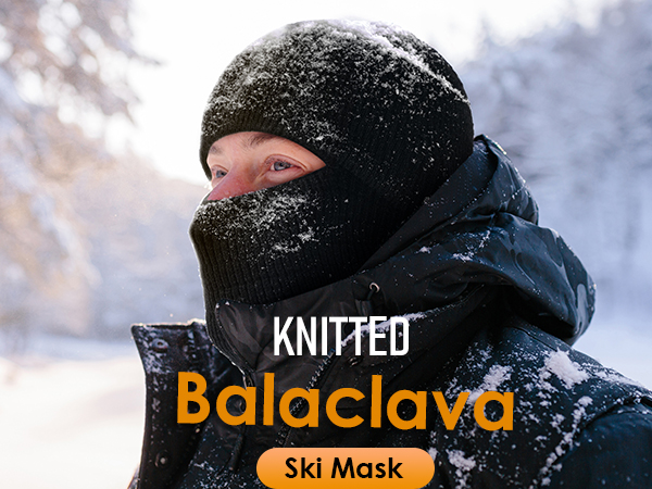 【SLOBE IENA】 BIG SKI KNIT ブラック Unisex Open-Face Knit Ski-Mask with Visor, Black at Amazon