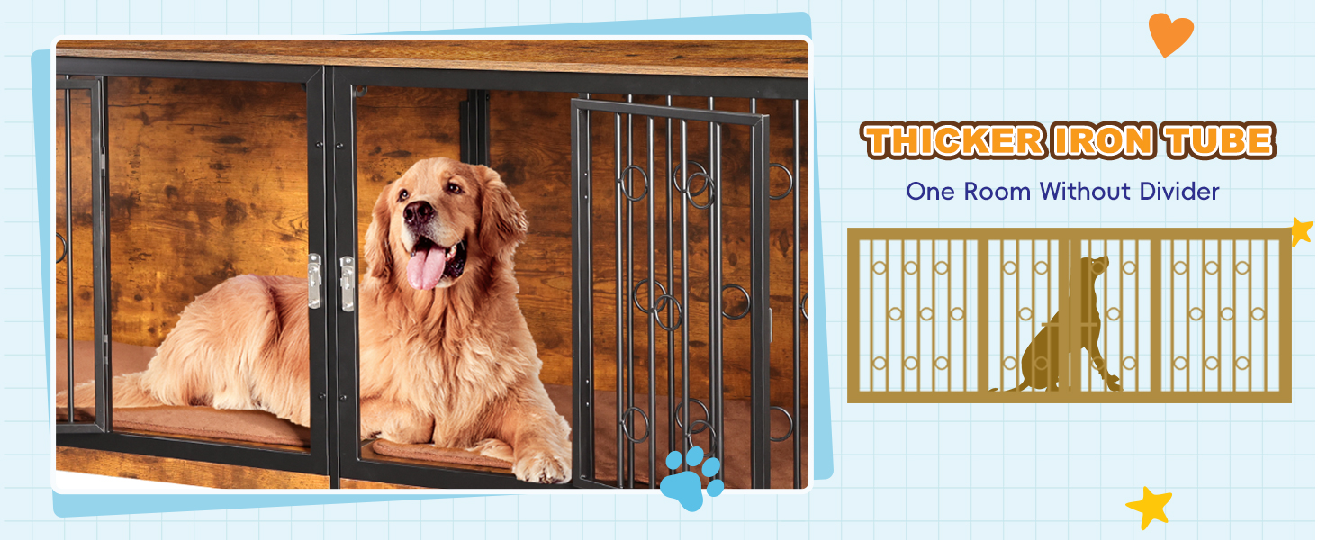 75'' Dog Crate Furniture, Wooden Dog Kennel End Table with