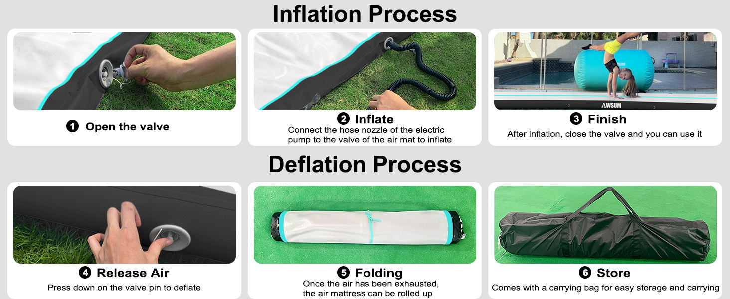 AWSUM Gymnastics Mat Air Roller Inflatable Tumbling Barrel Back Backbend Trainer for