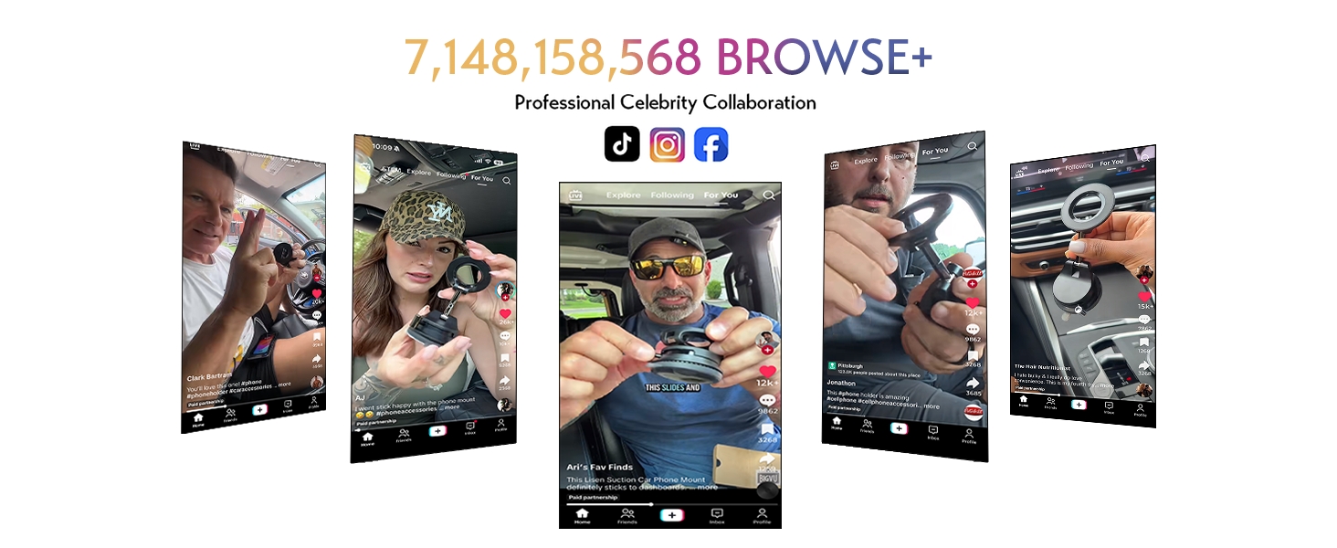 LISEN Vacuum Magnetic Phone Holder for Car, SuctionPro Magsafe Car Mount 360 Adjustable Phone Mount for Car Accessories/Truck/Jeep/Windshield/Mirror/Kitchen/Gym for iPhone 17 Pro Max 16 15 14 13 16 magsafe car mount