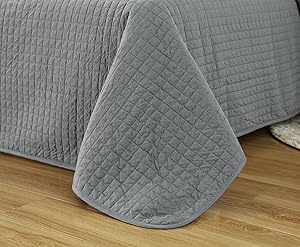 WOLTU Trapuntino Matrimoniale In Tinta Unita Double Face. Copriletto In Microfibra Di Poliestere. Trapunta Estiva Primaverile Grigio. 240x260 Cm 18