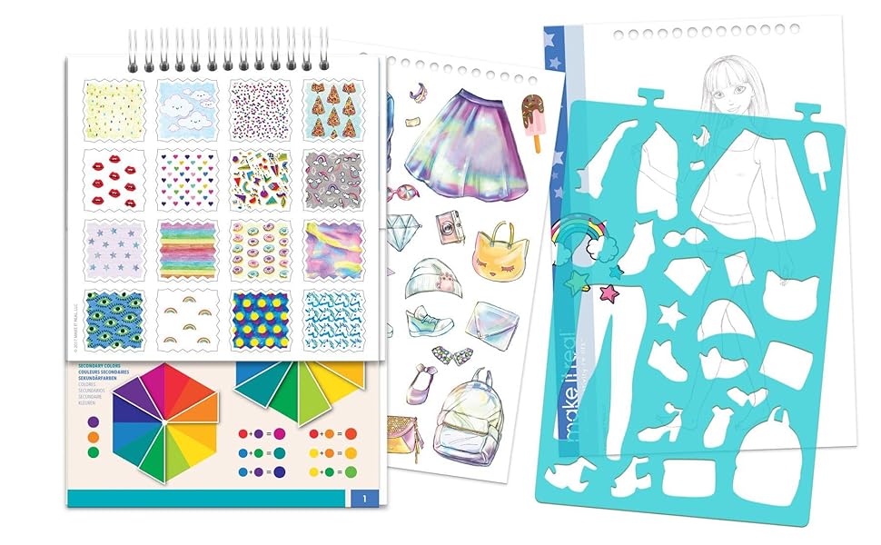 make it real digital dream fashion design sketchbook girls coloring book drawing stencils tween