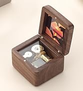 Sinzyo Natural Wooden Music Box with Customizable Photos Wind Up Musical Box Gifts for Christmas,...