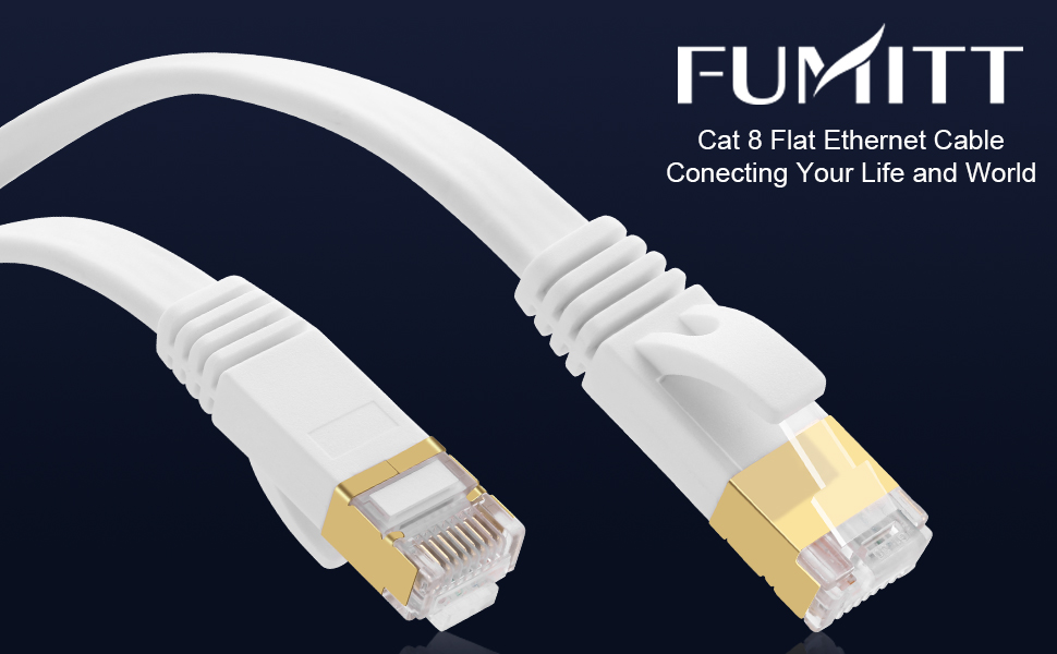 Fumitt Cat 8 Cable 8m,High Speed Flat Gigabit RJ45 Lan Network Cable 40Gbps